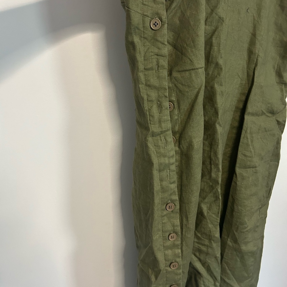 Olive Green Linen Dress - Picture 4 of 5
